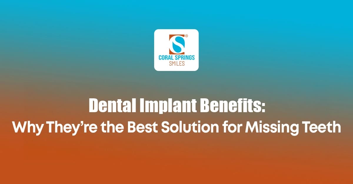 Patient receiving dental implant treatment at Coral Springs Smiles in Coral Springs Florida showing before and after missing tooth replacement results