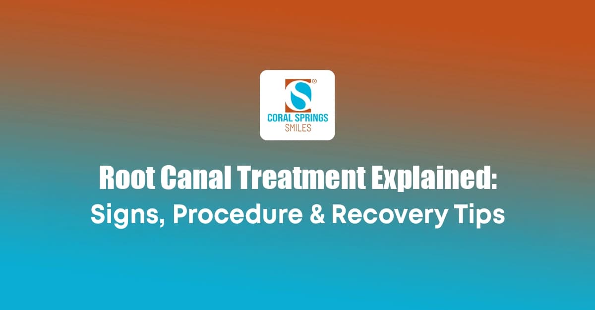 Patient receiving root canal treatment at Coral Springs Smiles in Coral Springs Florida showing dental procedure for infected tooth pain relief