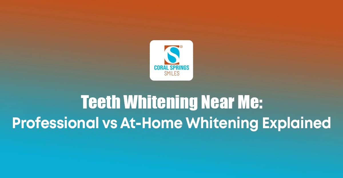 Professional teeth whitening comparison showing bright smile results at Coral Springs Smiles dental clinic in Coral Springs, Florida